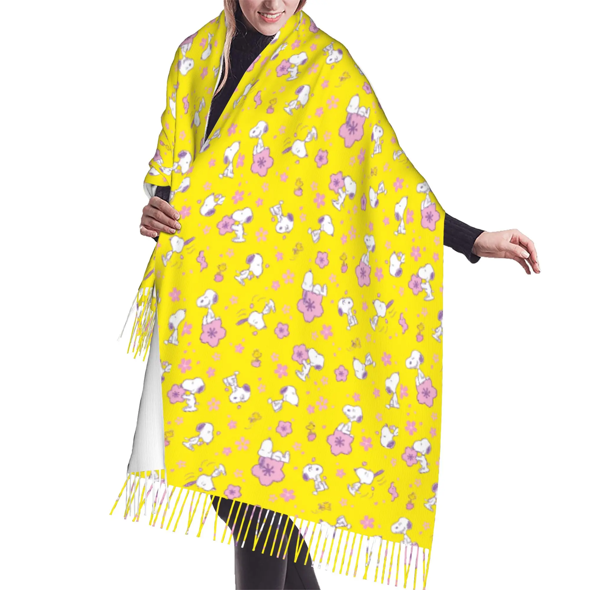 Custom Printed S-snoopied Dog Scarf  Men Women Winter Fall Warm Scarves Anime Manga Shawls Wraps