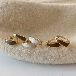French Style Temperament Fashion Design Copper Korean Style Earrings Huggie Earrings Enamel Ear Buckle Women Hoop Earrings DIY