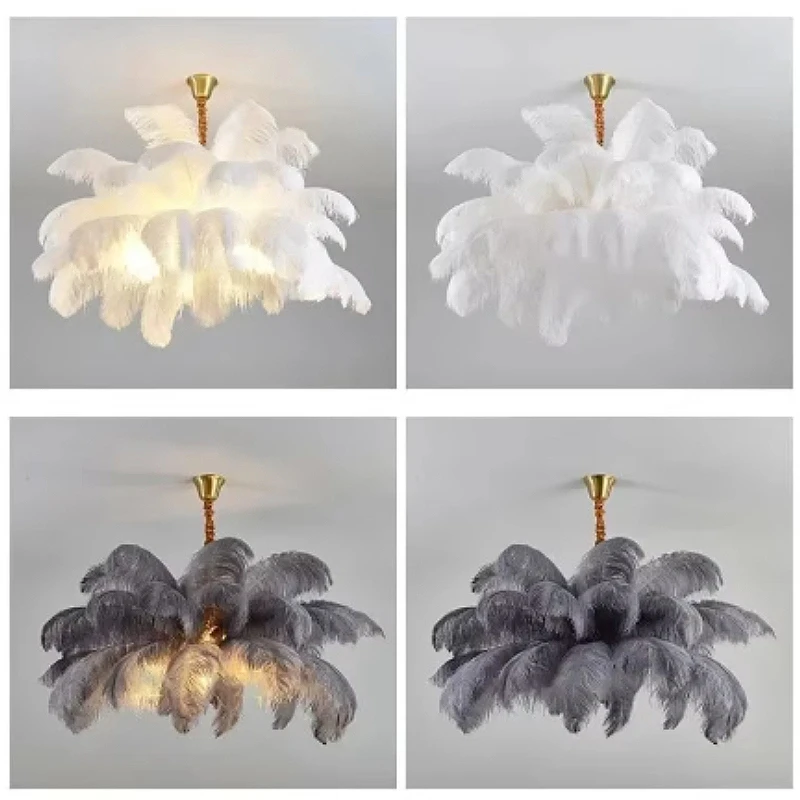 Feather Colorful Nordic Minimal LED Pendant Light Fashion Creative for Bedroom Chandelier Home Decor Living Dinning Rooms Lustre