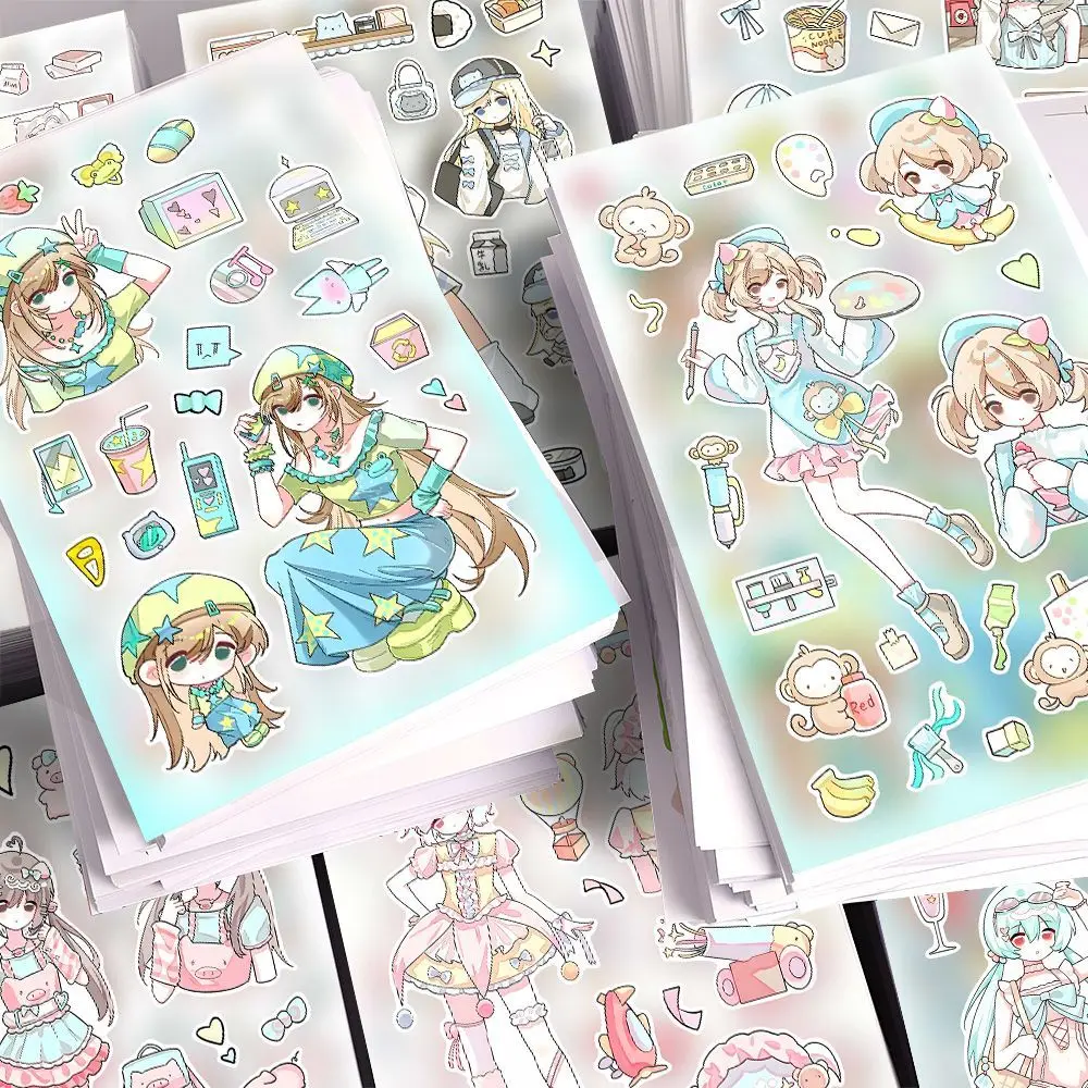 Summer Style Kawaii Teen Girl Japanese Cartoon Pattern Hand Account Kpop Card DIY Collage Stickers