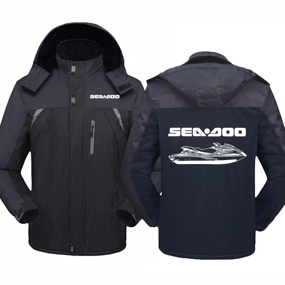 

Sea Doo Seadoo Moto Men's New Winter Print Thicken Windbreaker Coats Waterproof Warm Outdoor Cold-Proof Comfortable Jackets Tops