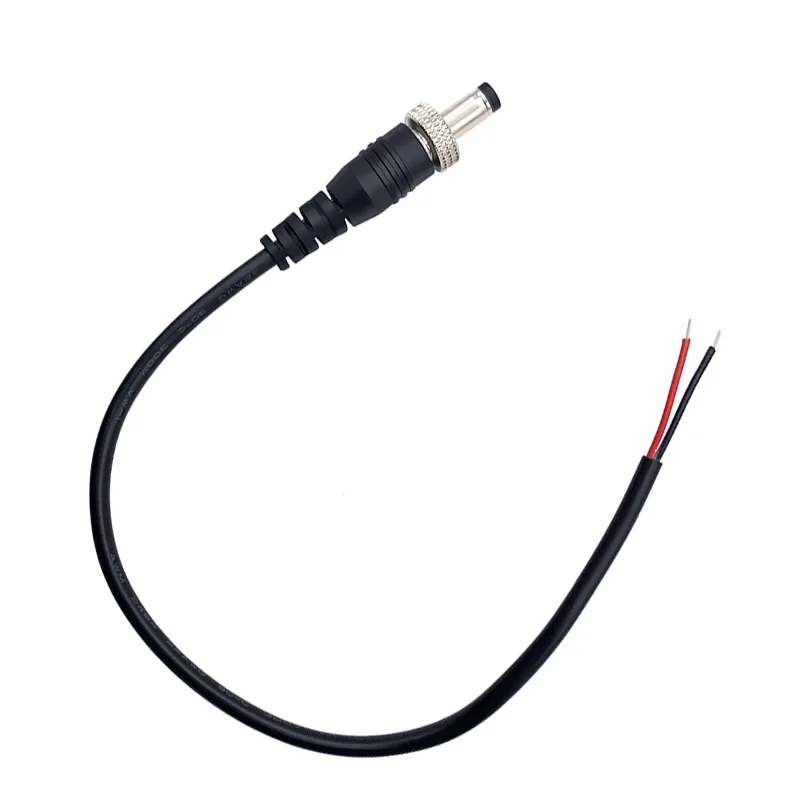 DC5.5*2.1 2.5 5521 male power cord with nut 5525 locking dc 25cm connector extension cord 2464 22awg accept custom