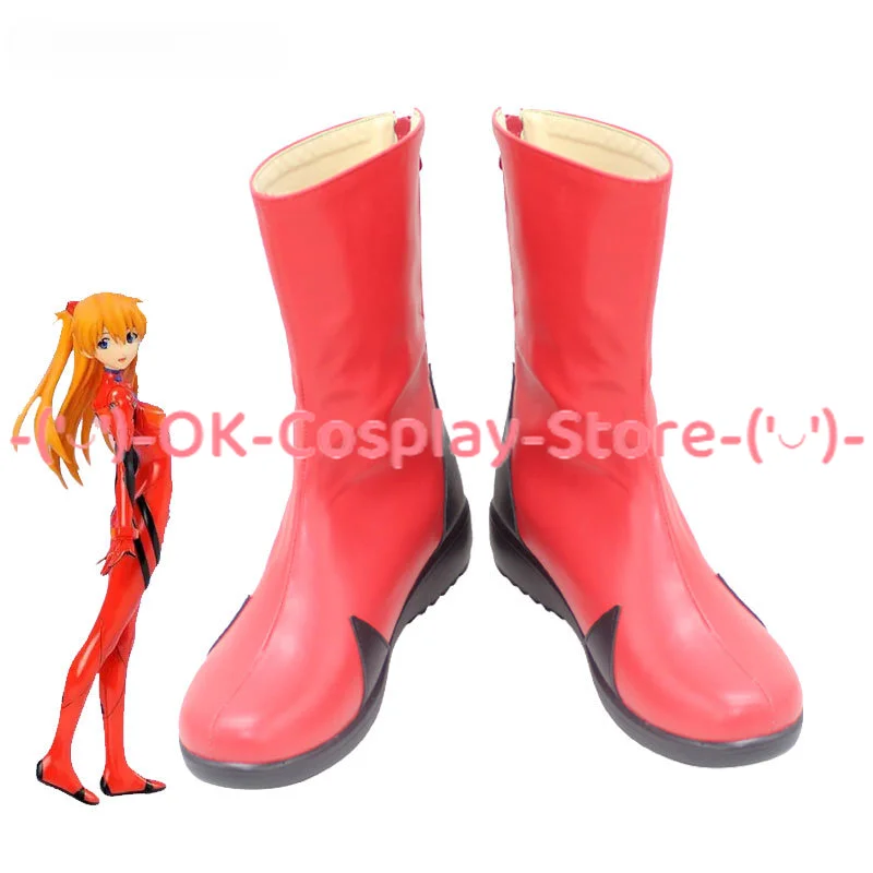 

EVA Asuka Cosplay Shoes PU Leather Shoes Halloween Carnival Prop Cosplay Boots Custom Made