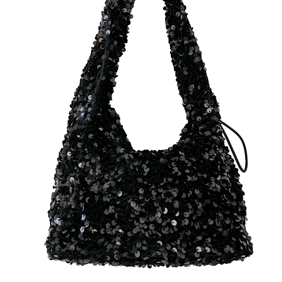 Sparkling Sequin Underarm Bags for Women 2024 Party Designer Korean Fashion Chain Handbags and Purses Trend Shoulder Bag