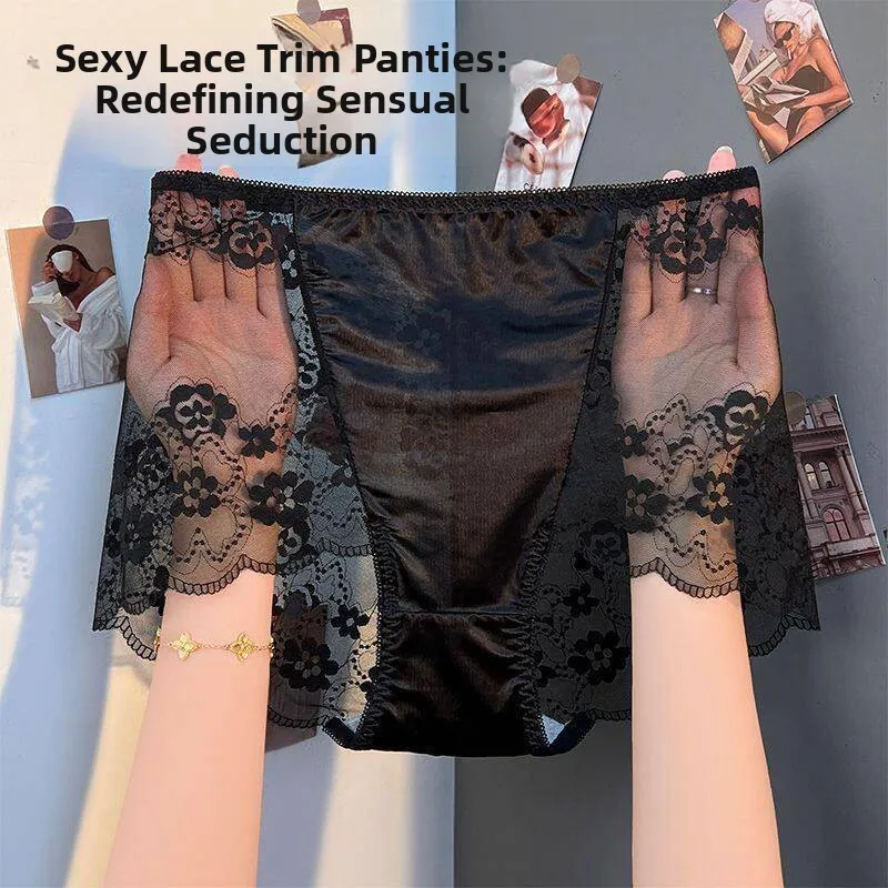  Lace plus Size High Waist Briefs Women's Underwear Breathable Mesh Flat Angle Panties Sexy mid Waist Nylon Fabric