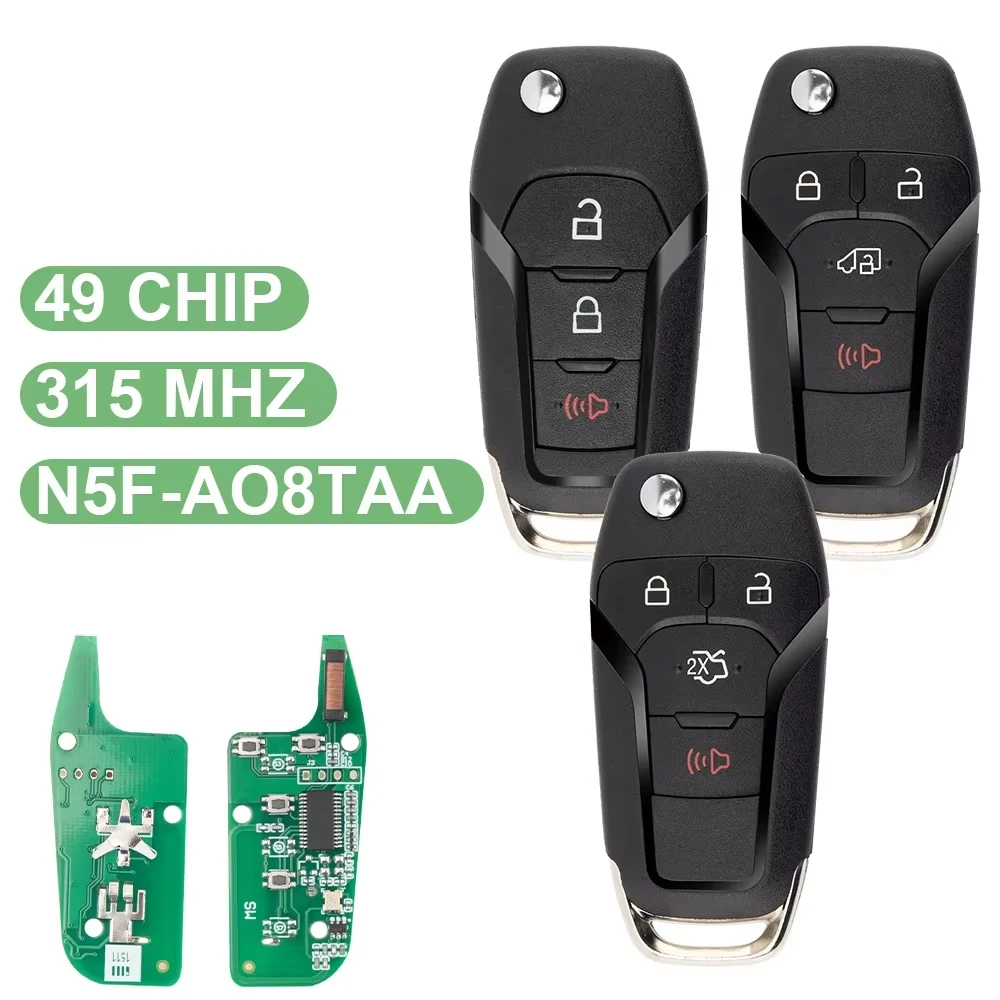 

N5F-A08TAA ID49 Chip 315Mhz Car Remote Key For Ford Escort Fusion F150/F250 2013-2016 Transit Connect 2019+Auto Flip Fob