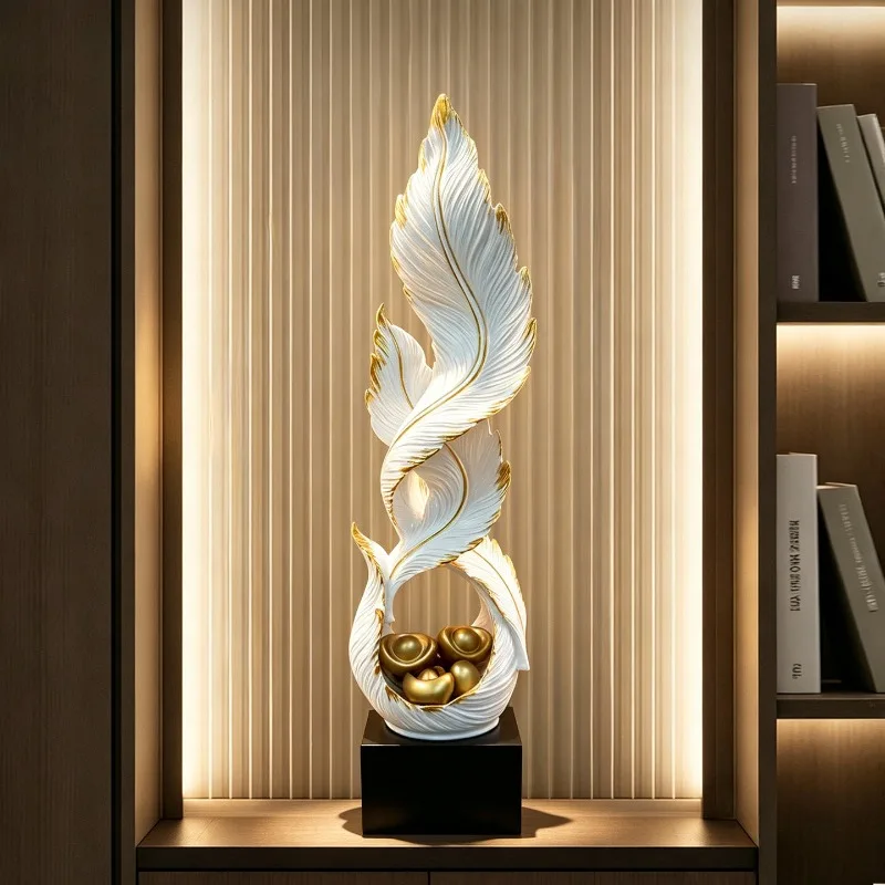 Home Decor Wind And Water Rise,Feather Art Sculpture Ornaments,Luxury Living Room Foyer,TV Cabinet Decorations,Gifts