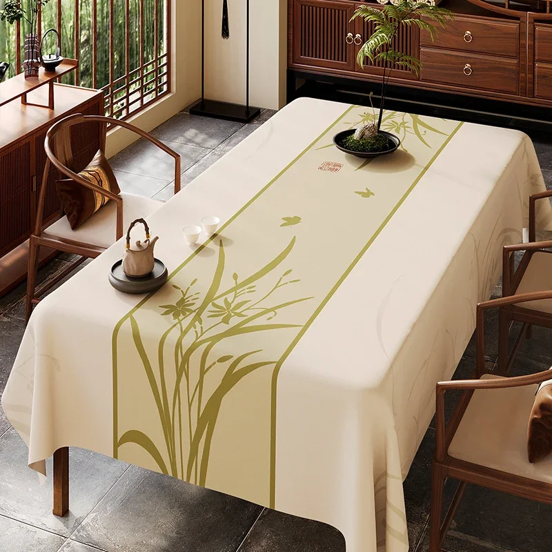2026 New Chinese Printed Waterproof Table Mat Pvc Wipable Wash-Free Tablecloth for Dining Elegant Study Office Desk Decoration