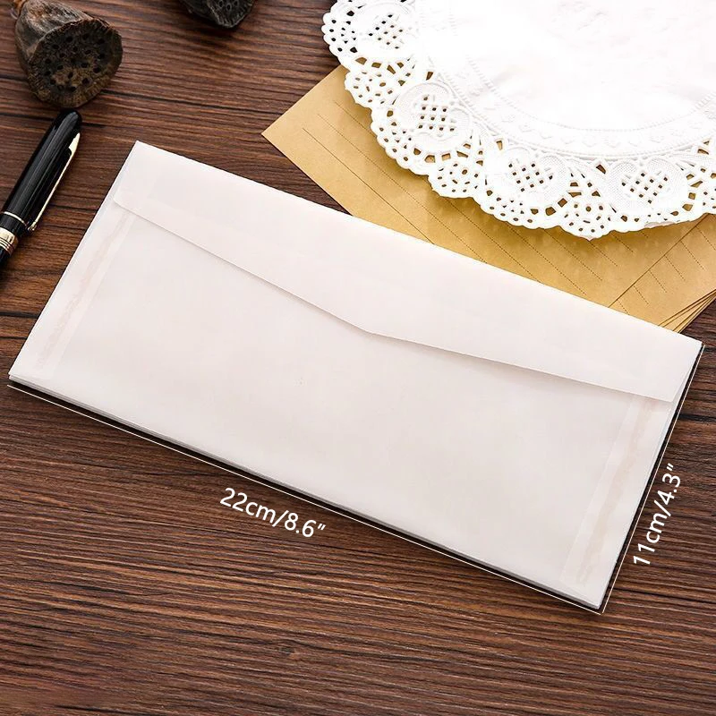 30/50/100PCS 4.3×8.6 in Semi-transparent Sulfuric Acid Paper Envelopes For Postcard Card Storage Bag Wedding Invitation Gift