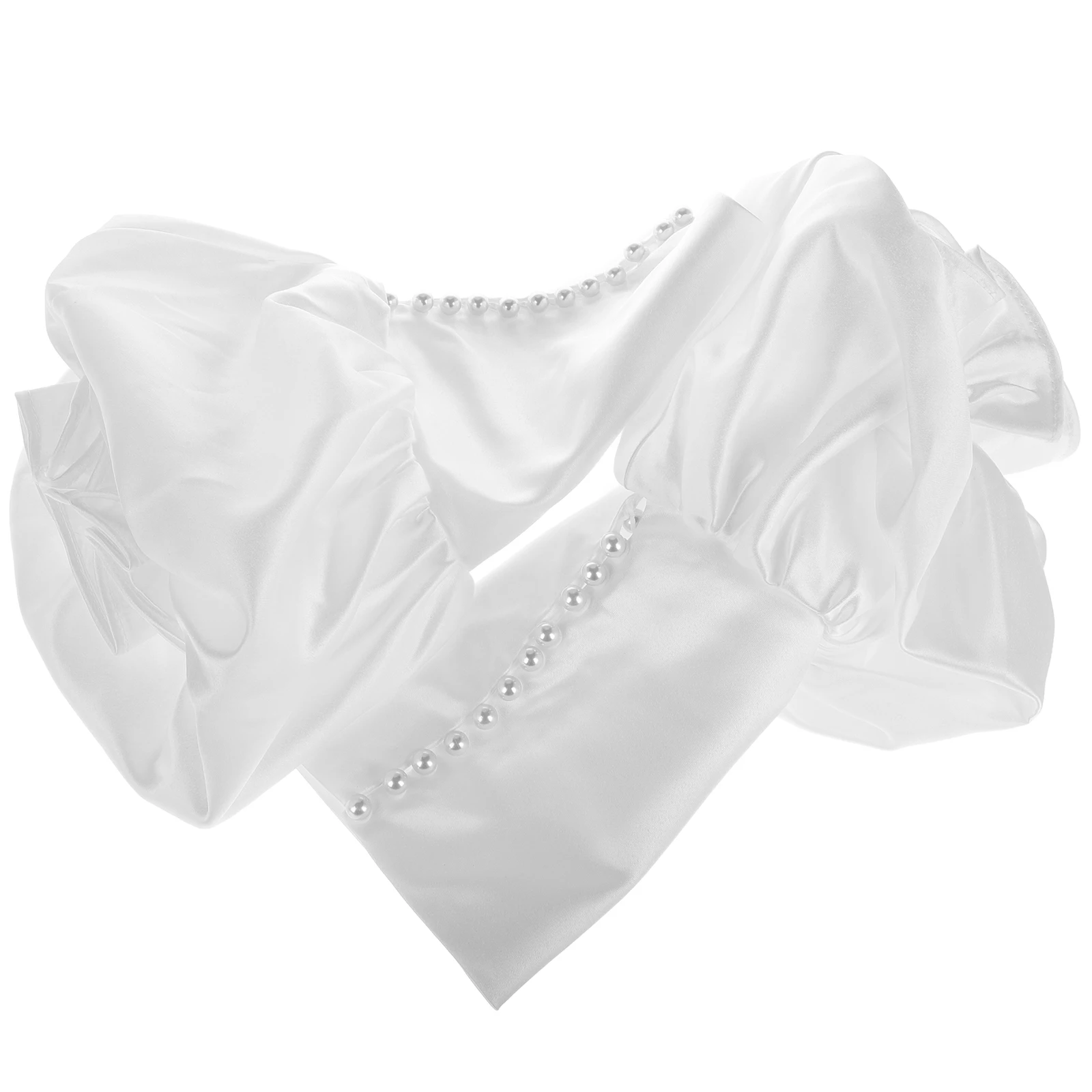 

Elegant Korean Design White Satin Puff Sleeves Detachable Arm Wedding Dress Toppers Removable For Bride Accessories Bridal Party