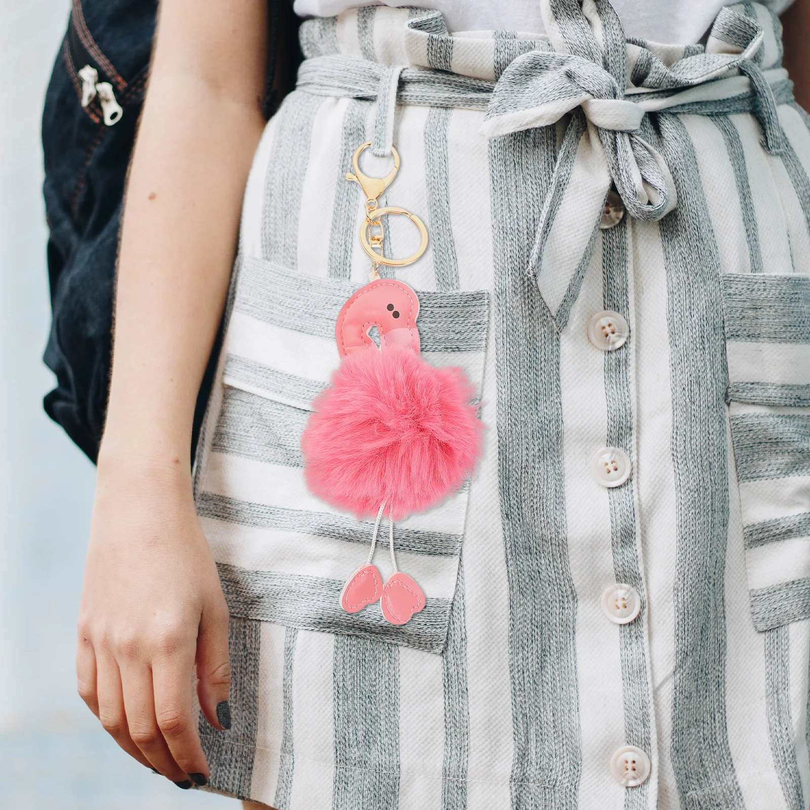 

3Pcs Keychain Key Holder Lovely Flamingo Design Soft Touch Decorative Chain for Organizing Keys Bag Charm Car Hanging