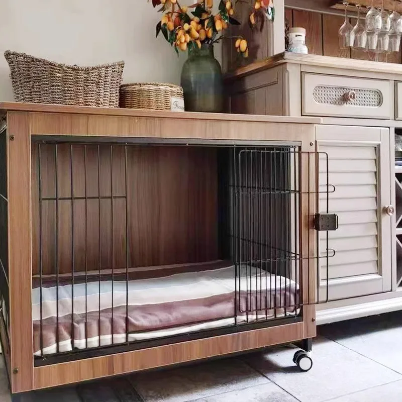 

Dog Cage Wooden Pet Indoor Shiba Inu Medium Dog Small Fence Household with Toilet
