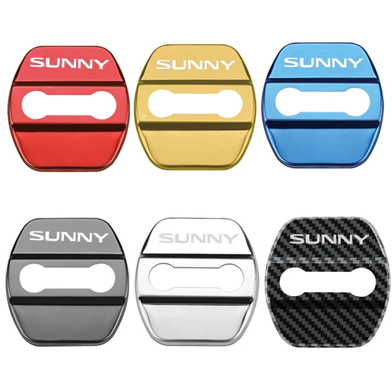 4pcs/set Stainless Steel Door Lock Anti Rust Buckle Cover Auto Emblem Case for Nissan SUNNY LIVINA Logo Protect Badge Decoration