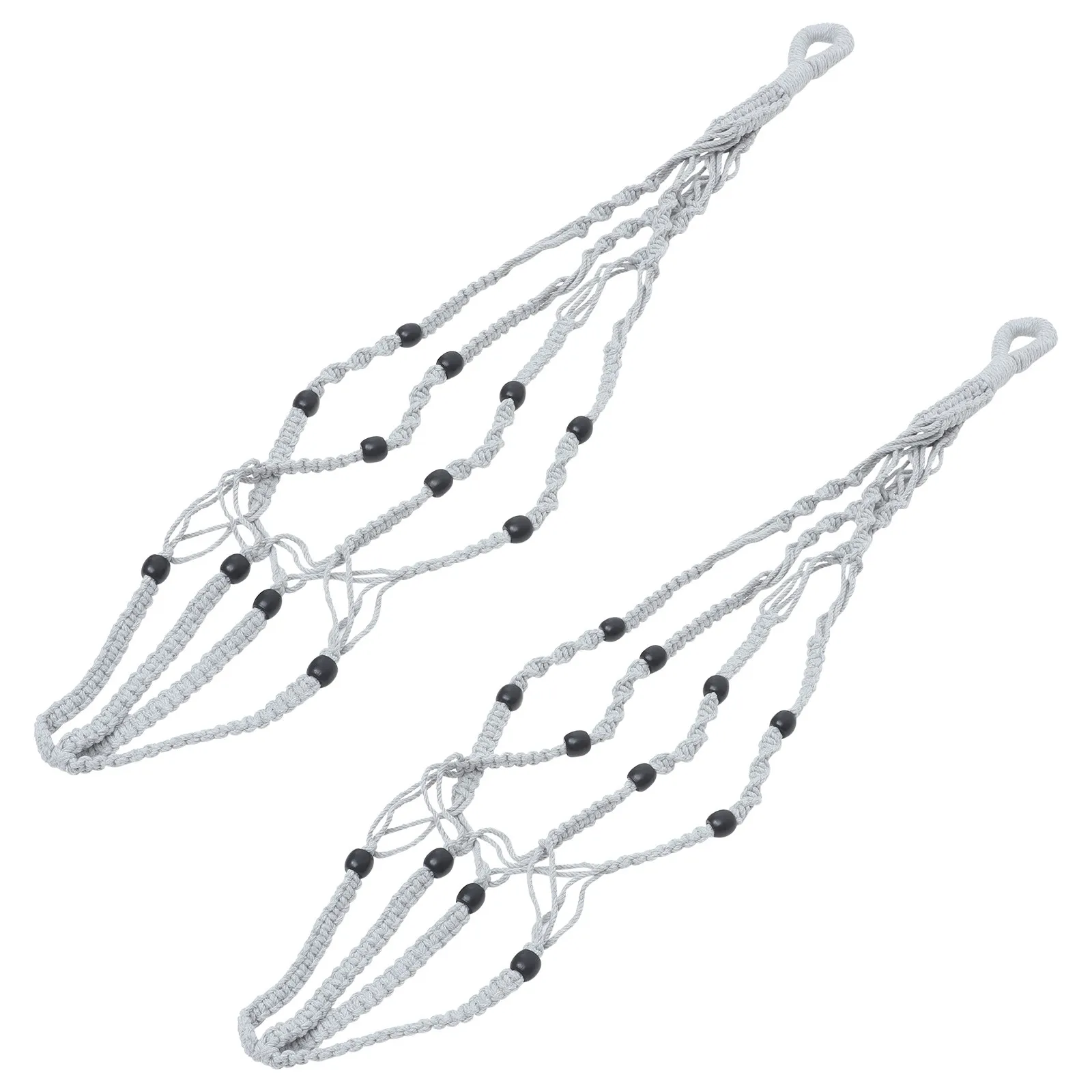 2Pcs Bohemian Macrame Plant Hanger Handcrafted Rustic Hanging Planter Basket for Indoor Outdoor Decor Ceiling Hanging Plants