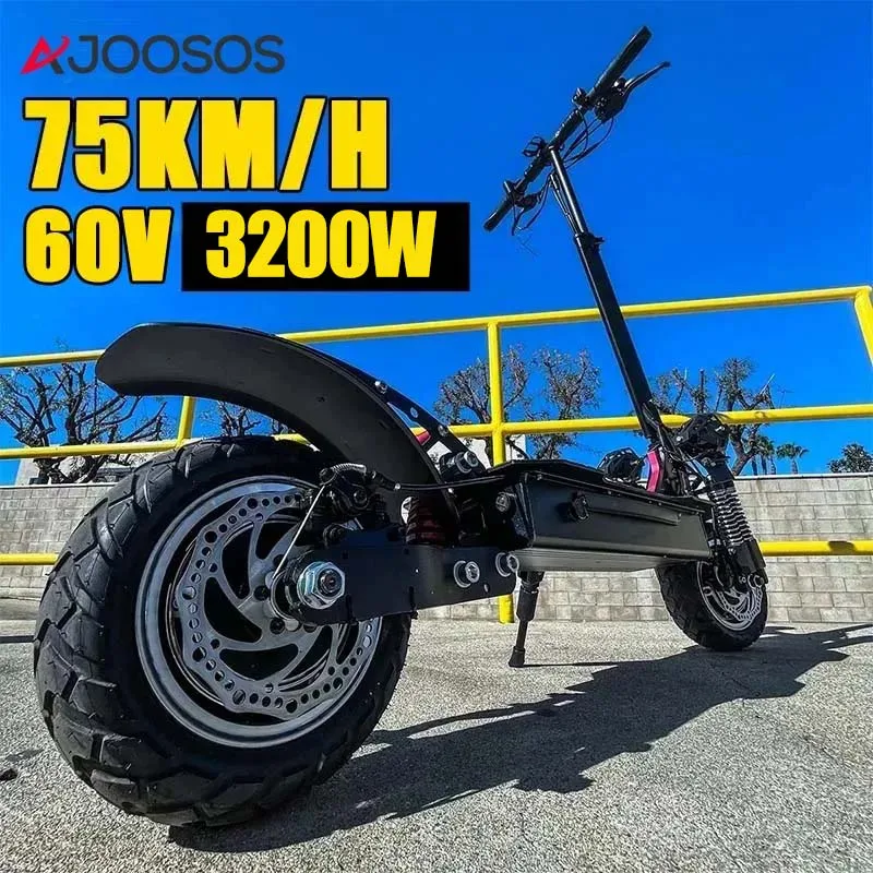 60 فولت 3200 واط المزدوج موتور سكوتر كهربائي 75 km/ساعة سريع E سكوتر مع مقعد 10 بوصة الطريق الإطارات 75 كجم المدى الكبار سكيت قابلة للطي #1