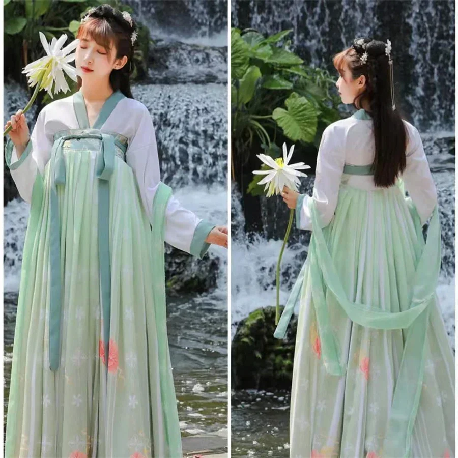

Traditionele Vrouwen Bloem Hanfu Jurk Oude Chinese Kostuum Mooie Dans Hanfu Originale Prinses Tang Dynastie Gewaad