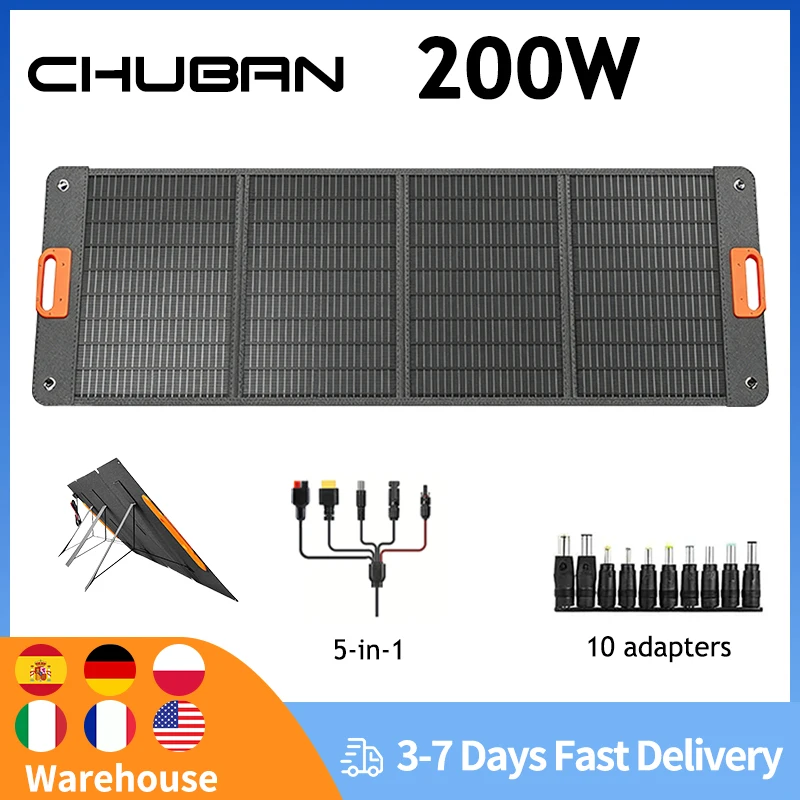 Panneaux solaires pliables 200W, cellules 100W, panneau de charge solaire portable, kit complet, tourisme en plein air, camping, station d'alimentation