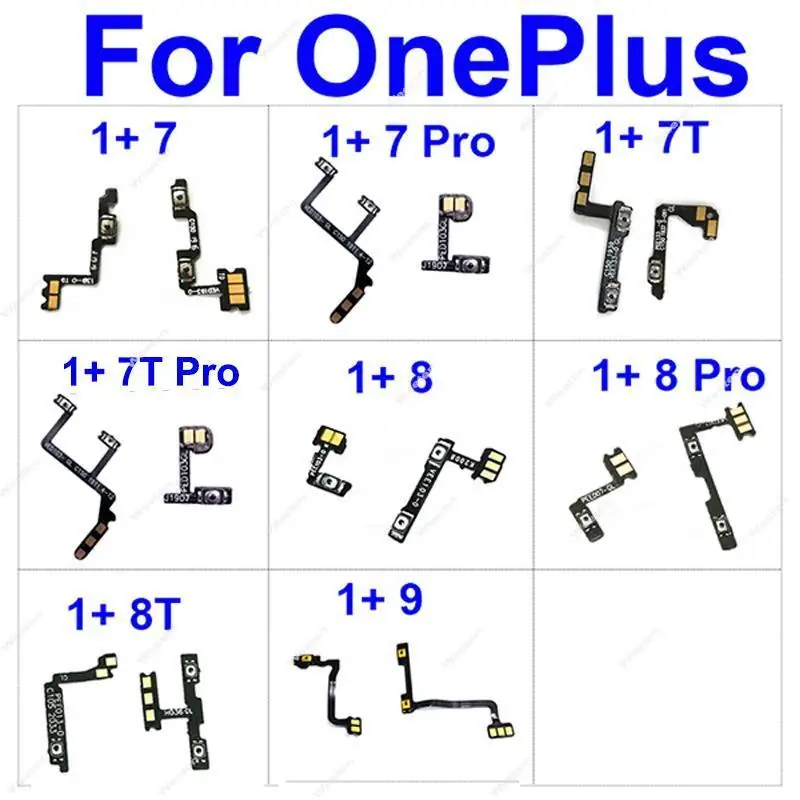 1 Set Volume Power Flex Cable For OnePlus 1+ 7 7T Pro 8 8T 9 Pro On Off Power Volume Side Keys Flex Ribbon with Adhesive Parts