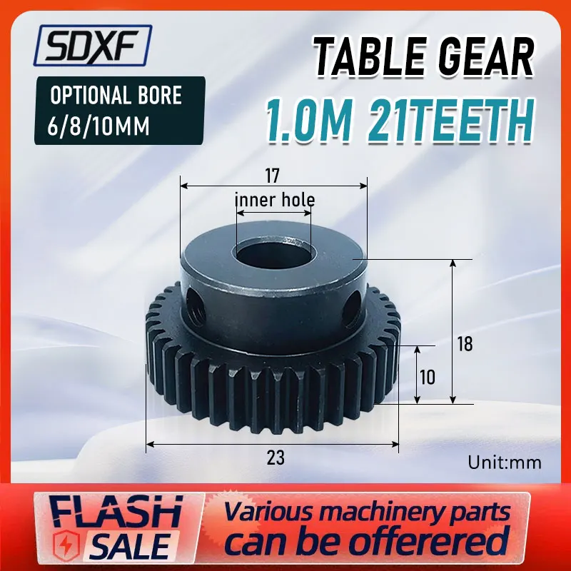 1 Module 21/22/23T Spur Pinion6mm 7mm 8mm 10mm 1Bore Power Transmission Gear For Conveyor Automation