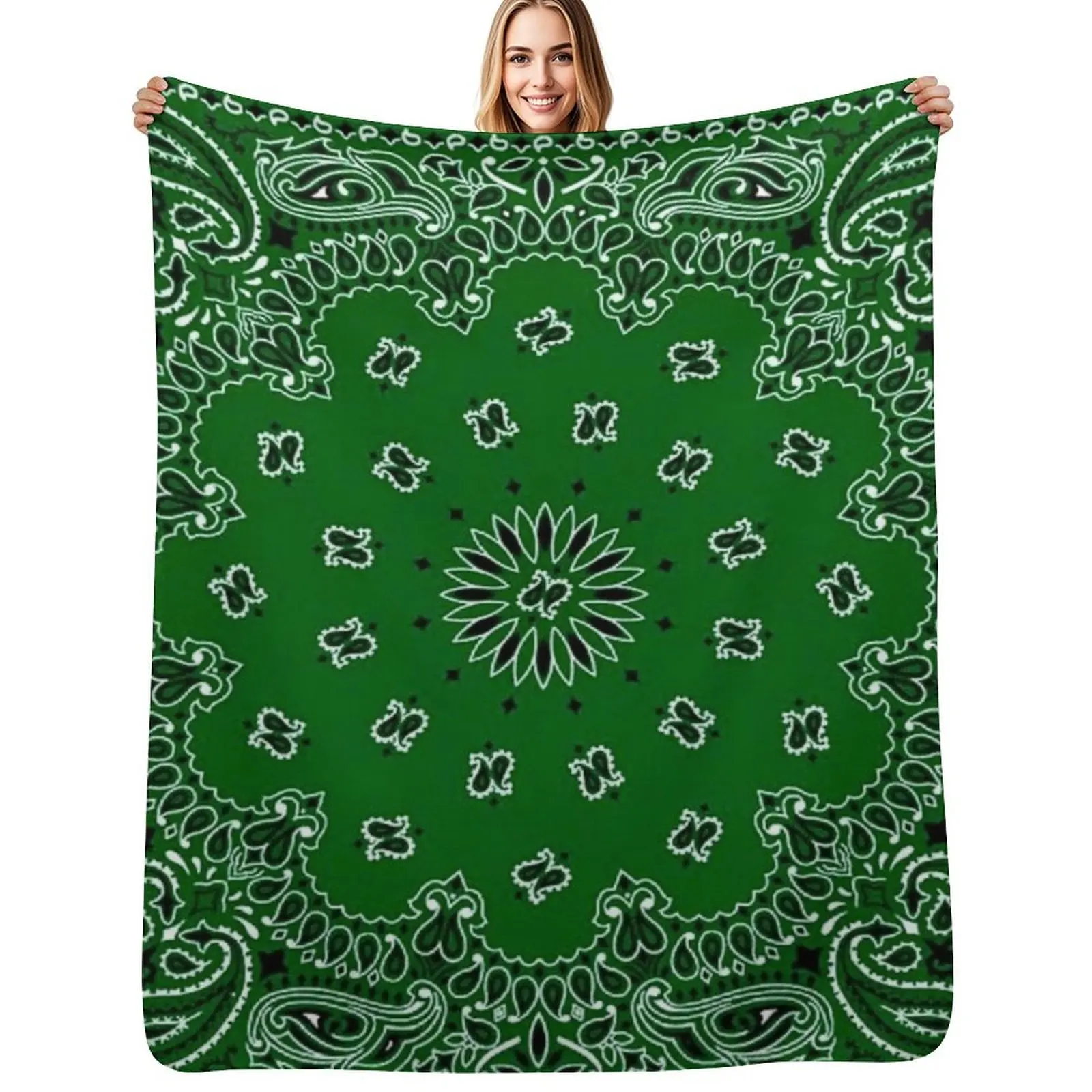 Green bandana Throw Blanket Heavy sofa bed Warm Luxury Thicken Hair Beautifuls Blankets