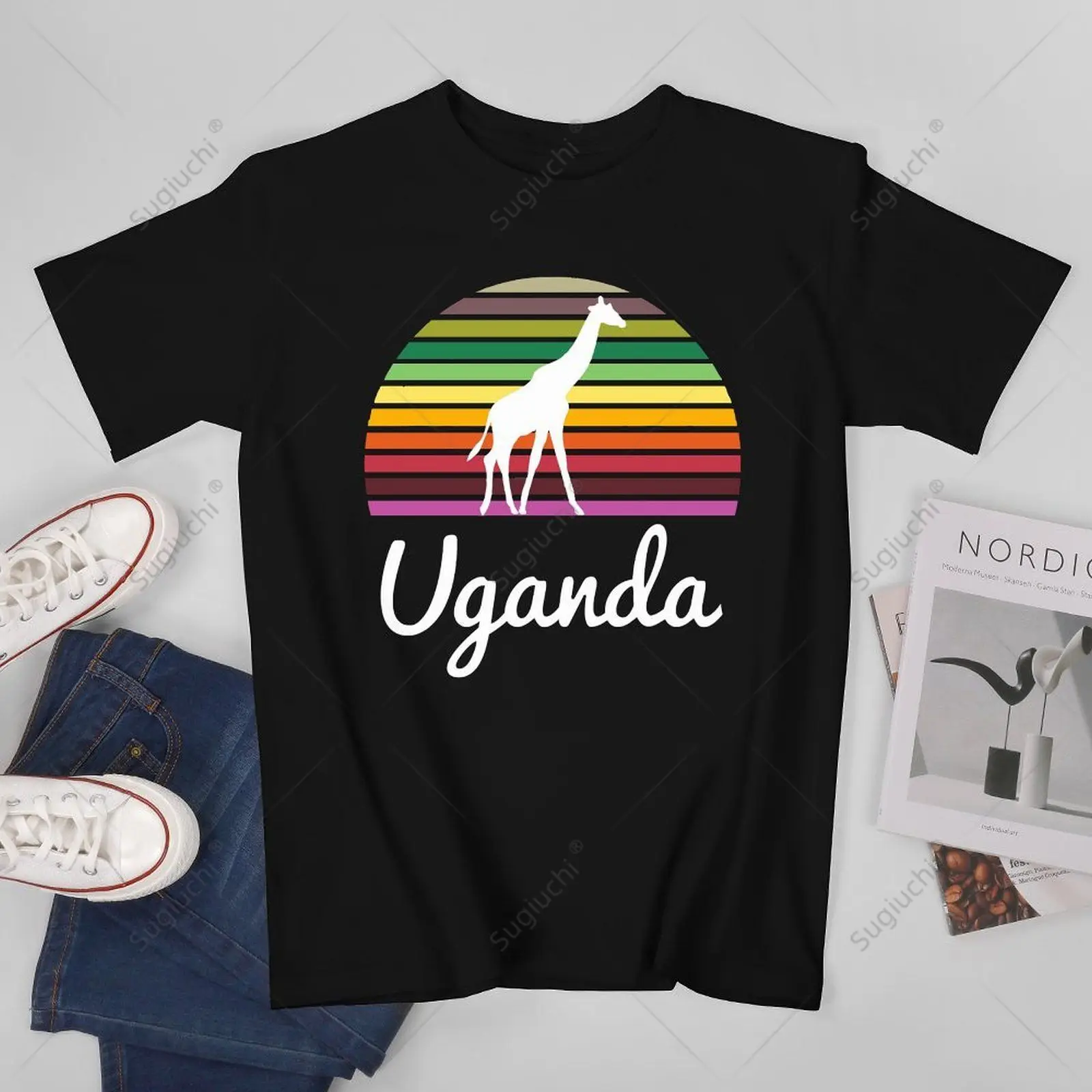 Unisex Men Uganda Giraffe Safari Gift Tshirt Tees T Shirts Women Boys 100% Cotton T-Shirt