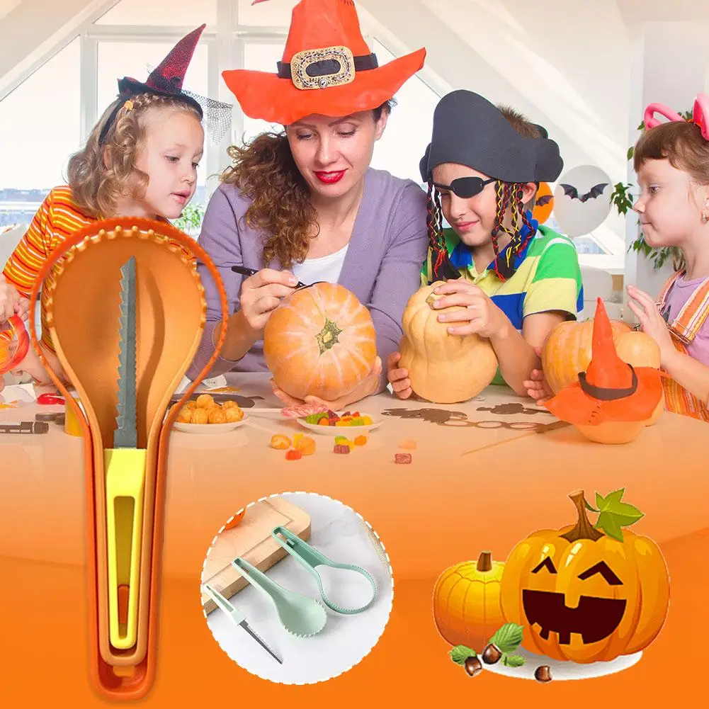 3-in-1 Melon And Fruit Separator Halloween Pumpkin Carving Core-cutter Fruit Kitchen Knife Household Pulp Gadgets Separator N9I5