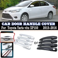 Manijas de fibra de carbono para coche, accesorios para Toyota Yaris vitz XP150 2014 ~ 2016, cubiertas de manijas de puerta cromadas y brillantes, accesorios embellecedores