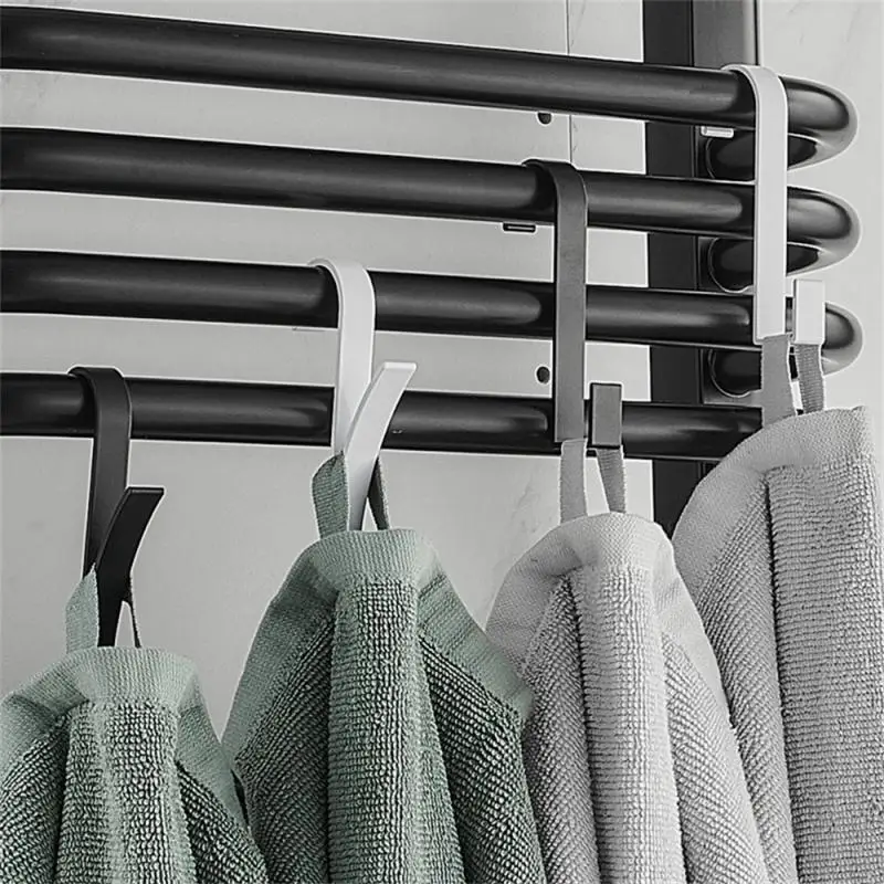 Kitchen Bathroom Hanger Clips Storage Racks White Clear Hanger Heated Towel Radiator Rail Clothes Scarf Hanger Hooks Holder