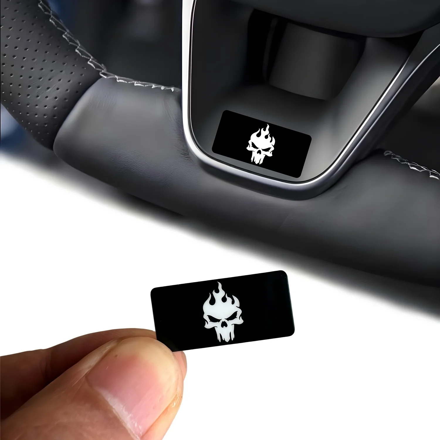 1Set Flame Skull Badge Vinyl Stickers, Waterproof Decals for Car Motorcycle Truck Bike Helmet Decor