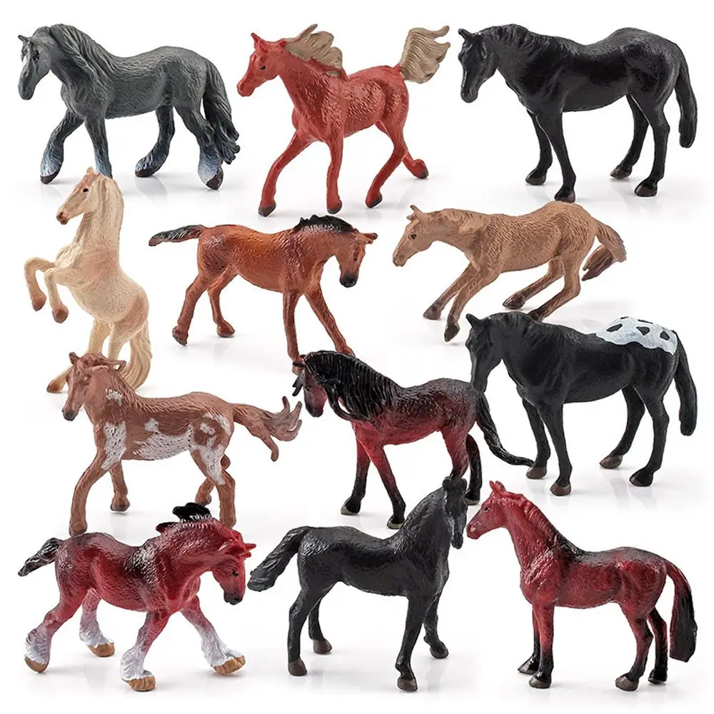 Simulated Horse Model Static Mini Figures For Kids Realistic Toy Pony Figures Animal Horse Club Cake Topper Ornaments