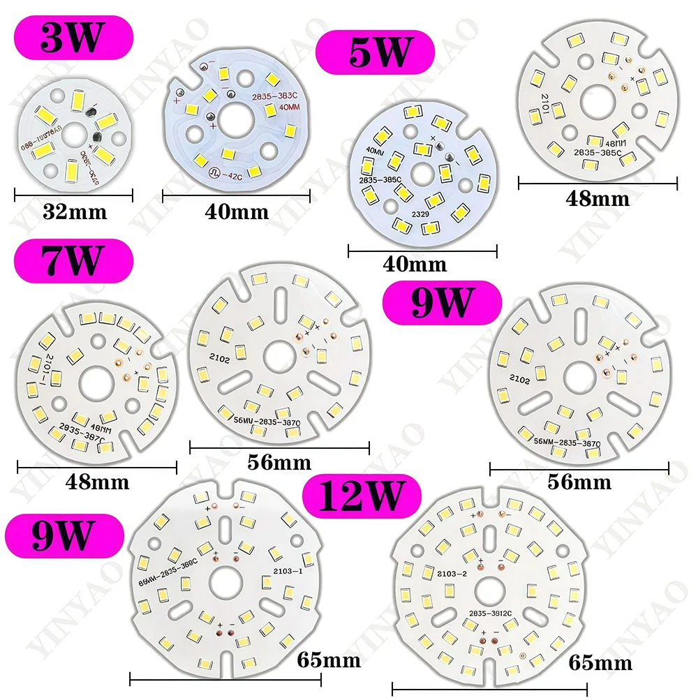 5PCS 3W 5W 7W 9W 12W 15W 18W 24W 36W SMD2835 Round LED Chip Light Source DIY Lamp Module PCB Board for Home Lighting Replacement