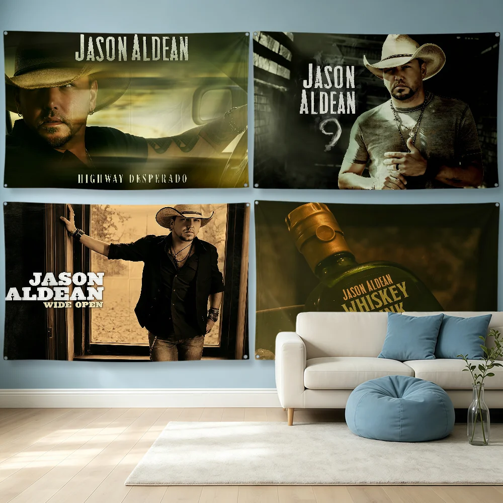 Singer J-Jason Aldean Flag Polyester Banner Flags For Party Club Outdoor Interior Wall Paper Decoration Banner