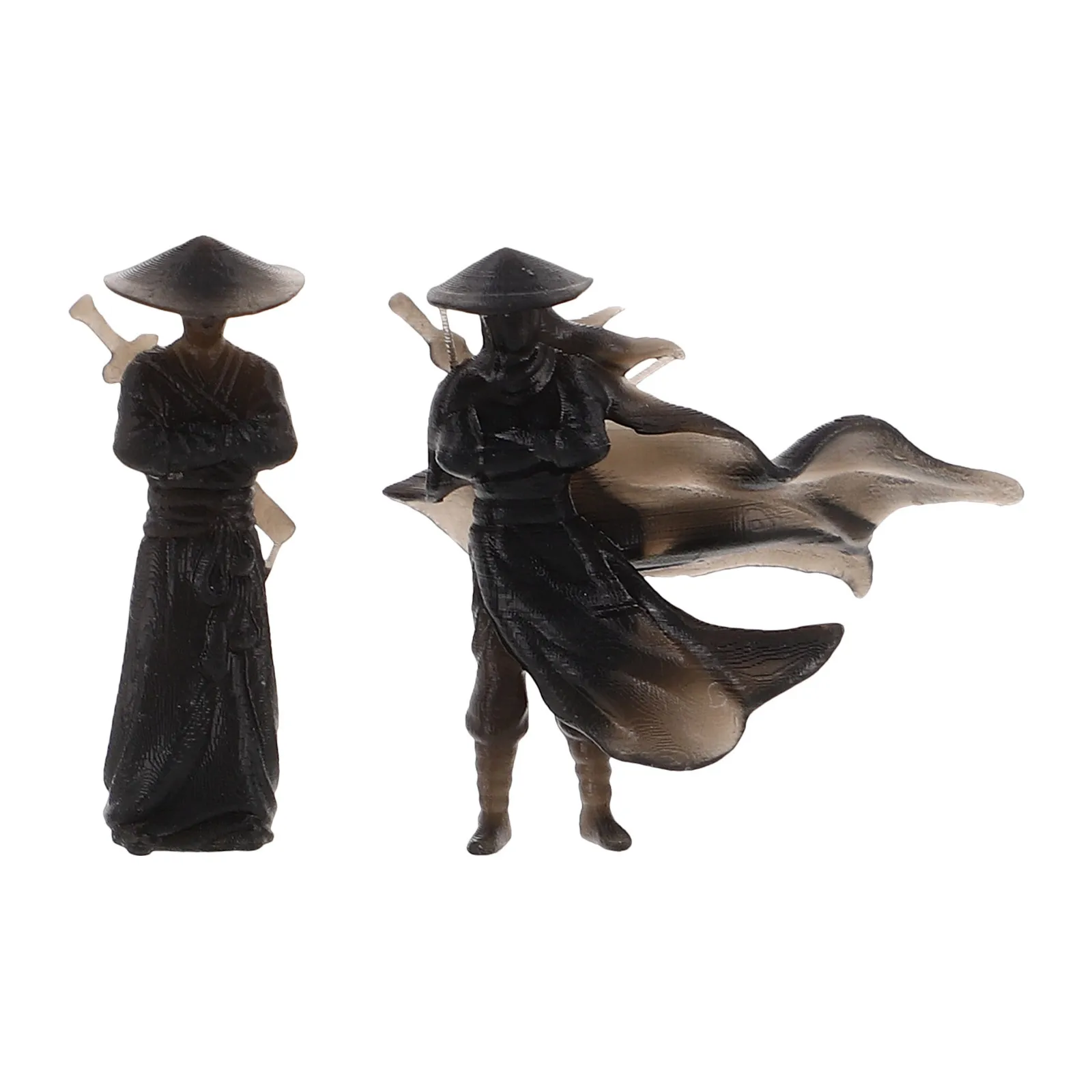 

2Pcs Chinese Style Miniature Ancient Martial Arts Figurines Bonsai Fish Tank Garden Decoration Vintage Plastic Decorative