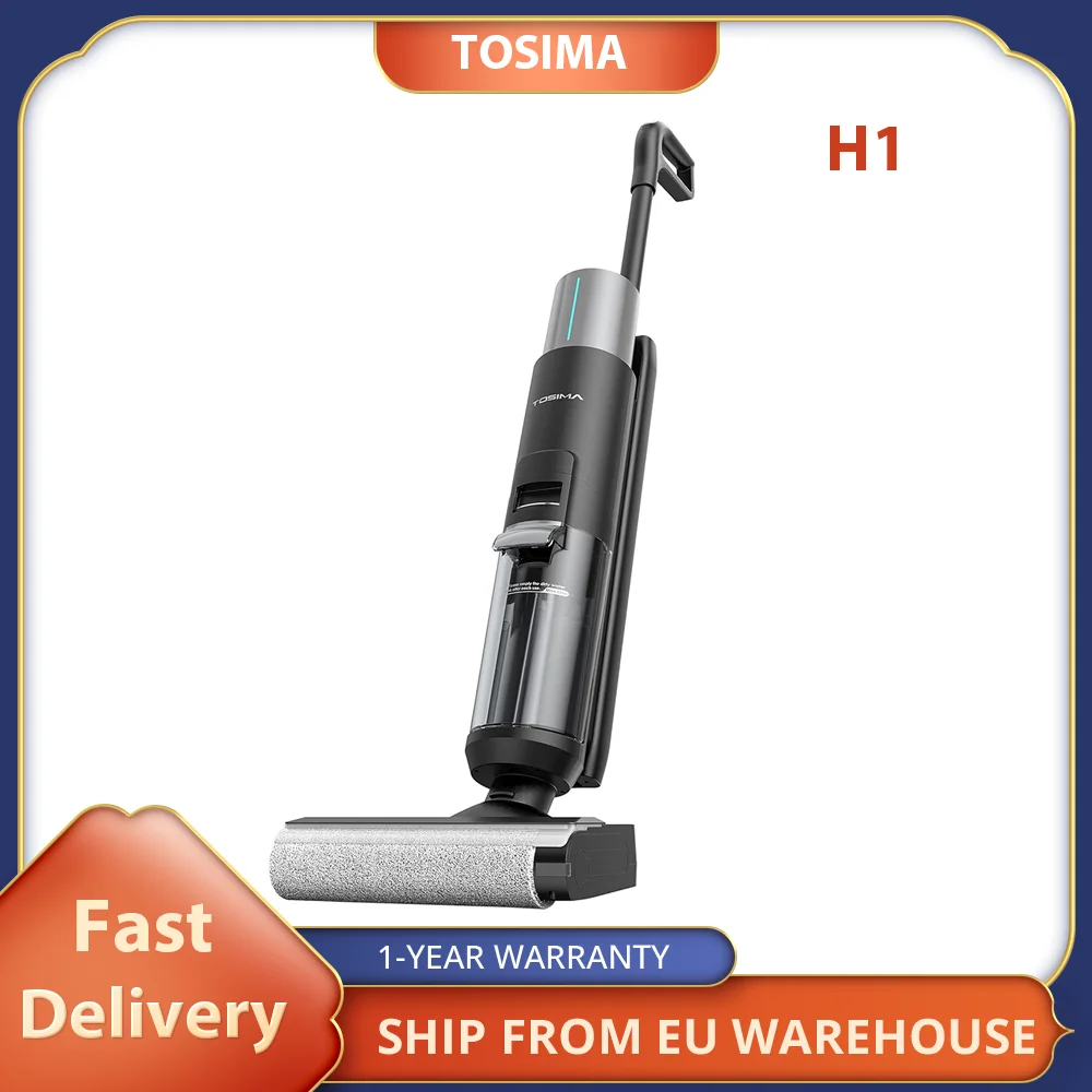 TOSIMA H1 Cordless Wet Dry Vaccum Cleaner, 4000mAh Battery, 860ml Water Tank, 35mins Running Time, One Button Self-Cleaning