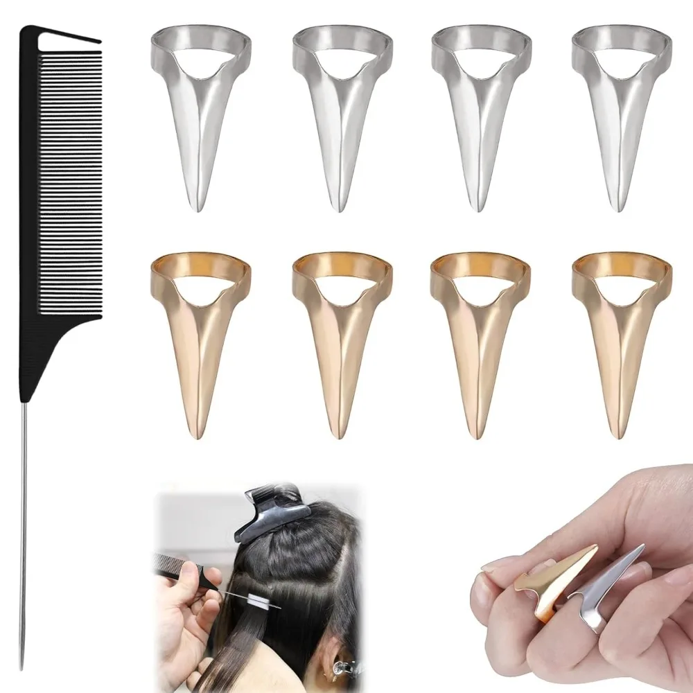 Professional Hair Braiding Kit with 8 Parting Rings and Rat Tail Comb