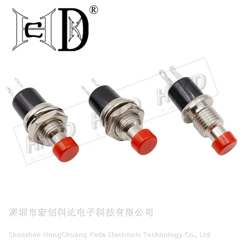 5pcs HKCD PBS-110 SPST Momentary Push Button Switch, 21mm Panel Mount Normally Open (NO) Tactile Switch