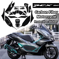 For Honda Pcx 160 PCX160 Motorcycle Carbon Fiber Fuel Tank Stickers Moto Scooter Body Exhaust Protector Decals Accessories