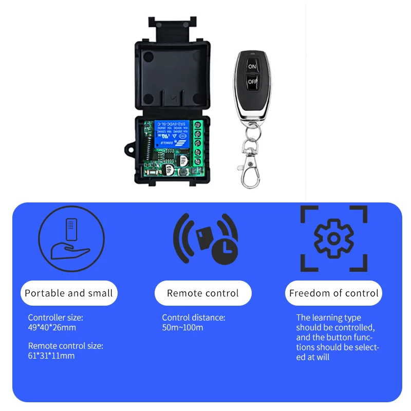 Image 4: Commutateur sans fil avec télécommande RF433Mhz DC 12V, récepteur relais 1CH 10A et transmetteur 2CH pour serrure électromagnétique de porte