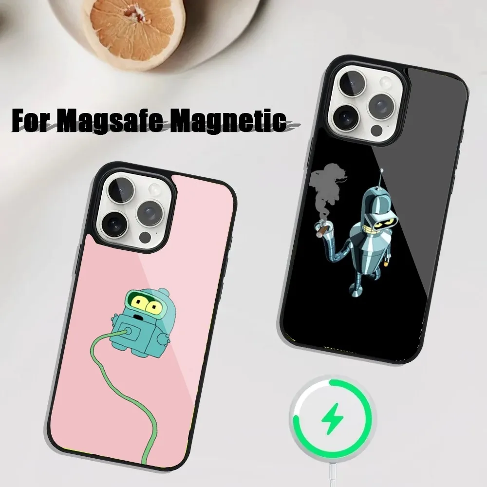 Cartoon F-FuturamaS B-Bender Phone Case For iPhone 16,15,14,13,12,11,Plus,Pro,Max Mini Magsafe Magnetic Wireless Charging