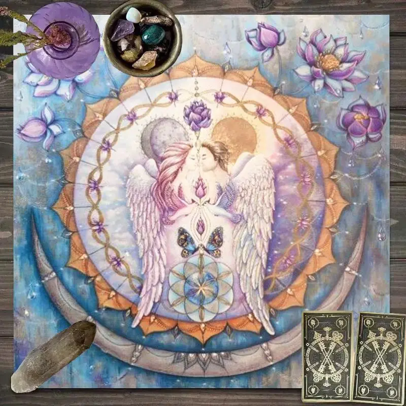VIKAMA Gradient Color Leaves Tree of Life Tarot Tablecloth Mystical Divination Altar Cloth Ritual for Spiritual Room Decor