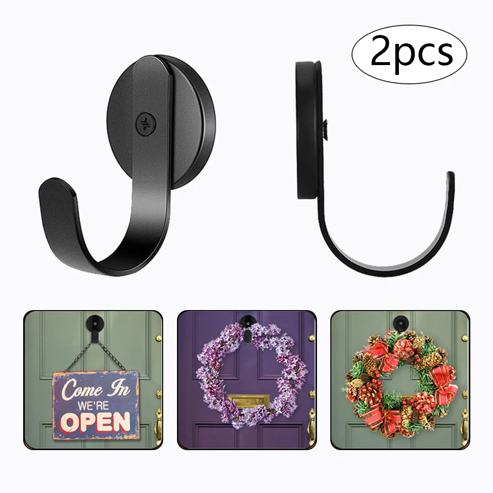 2Pcs Christmas Flower Ring Hooks, Magnetic Suction Hooks, Metal Front Door Hooks, Multi-Functional Decorative Hooks