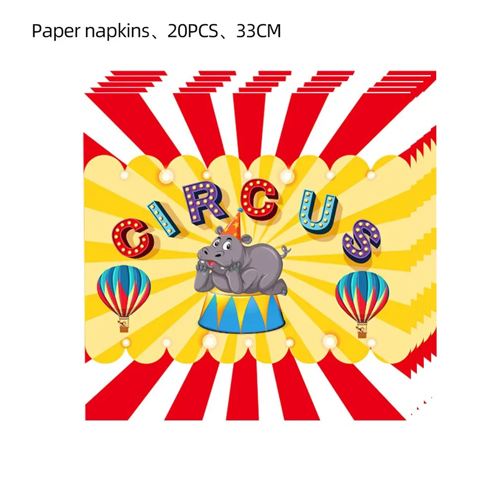 Zirkus Clown Geburtstag Party Dekoration Geschirr Tasse Teller Serviette Luftballons Tischdecke Kuchen Glücklich Baby Shower Party Supplies Set – Detail 7