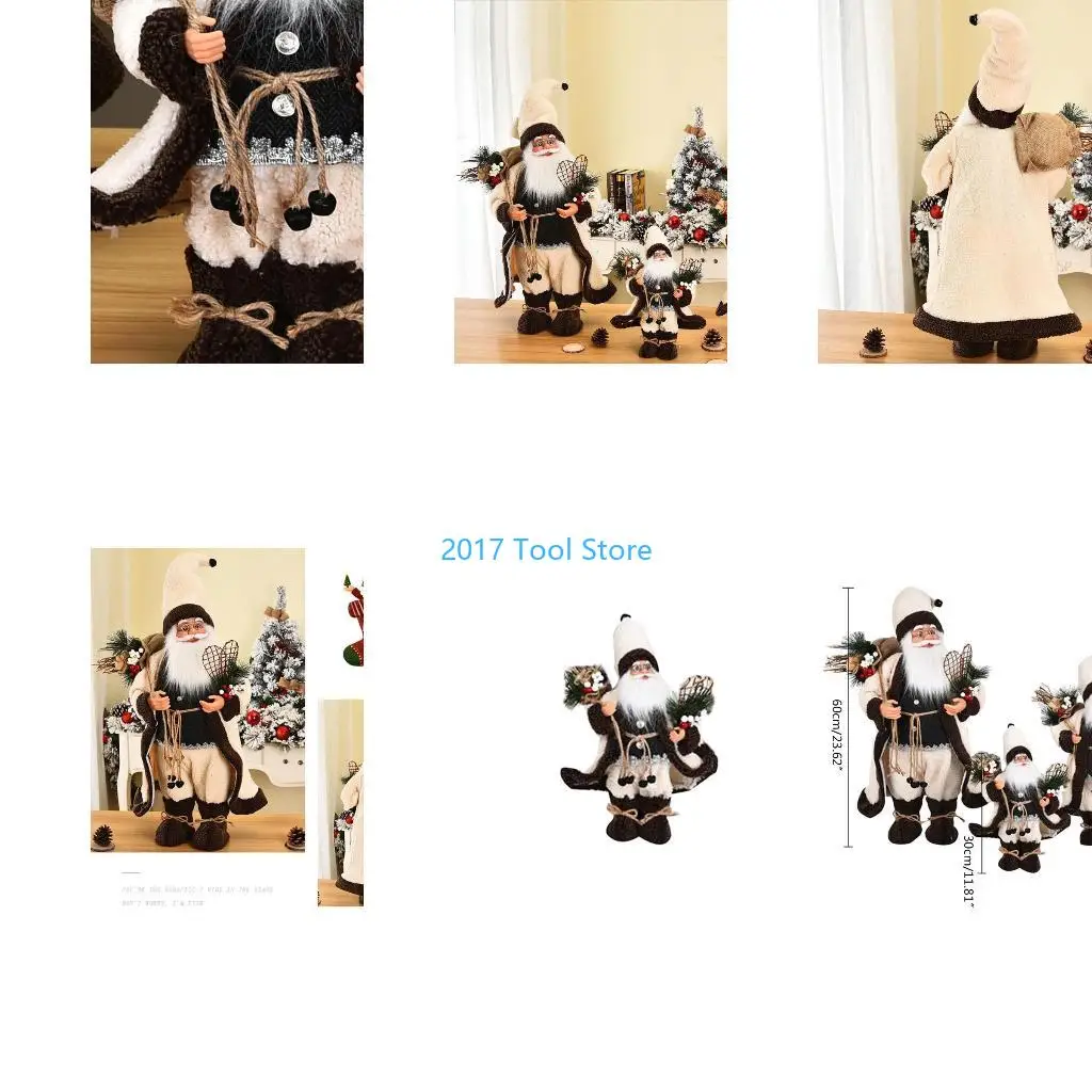 K92A عيد الميلاد سانتا كلوز مع نظارات شنطة هدايا للدمية التماثيل القطيفة الدائمة