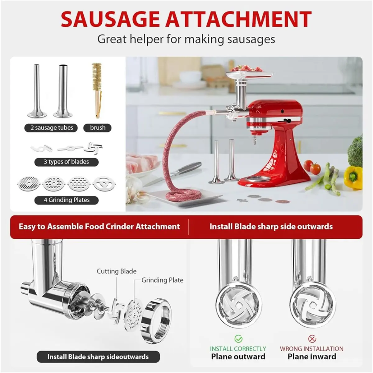 update. Meat Grinder & Cheese Grater Attachment for KitchenAid Stand Mixer, Kitchen Aid Accessories and Attachments