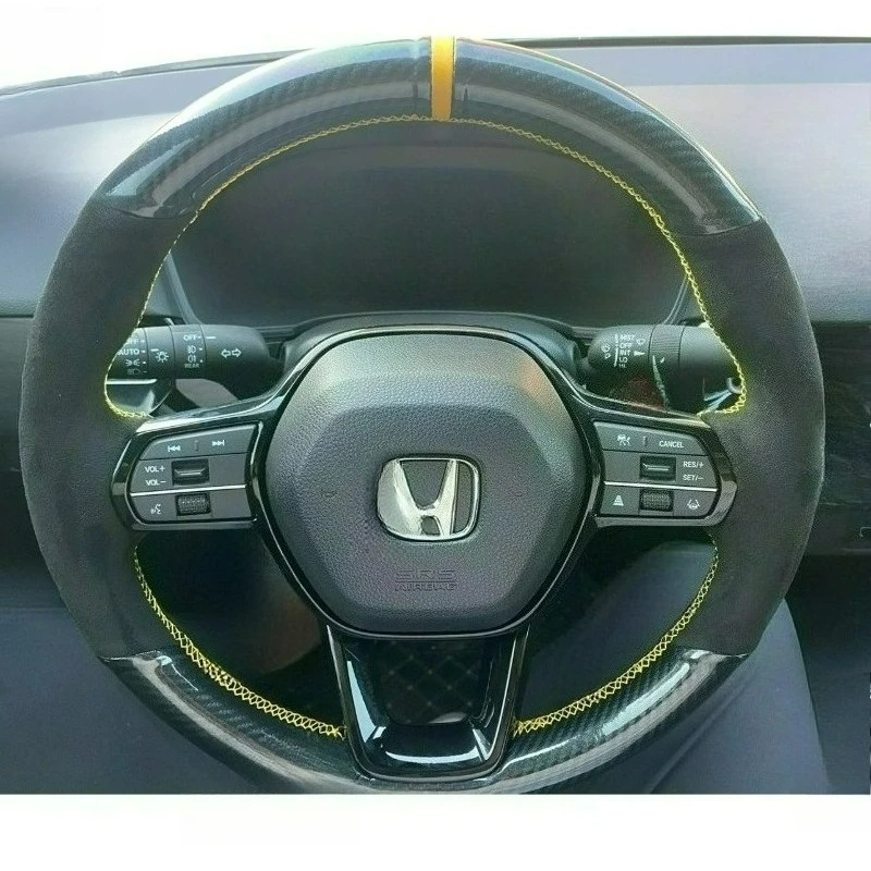 

For Honda Civic 11th CRV CR-V XRV Auto Parts Hand-stitched renovation carbon fiber black Leather car steering wheel cover