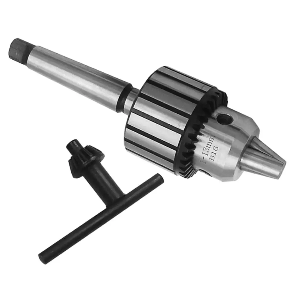 Keyless Drill Chuck MT2 Adapter Carbon Steel 1-13mm Self Tighten Tool Compatible with MK2 Lathe Drill Bit