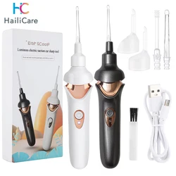 Luminous Electric Suction Ear Spoon Recarregável, LED Light, Visual Ear Cleaner, Ferramenta de Remoção de Cera para Crianças e Adultos