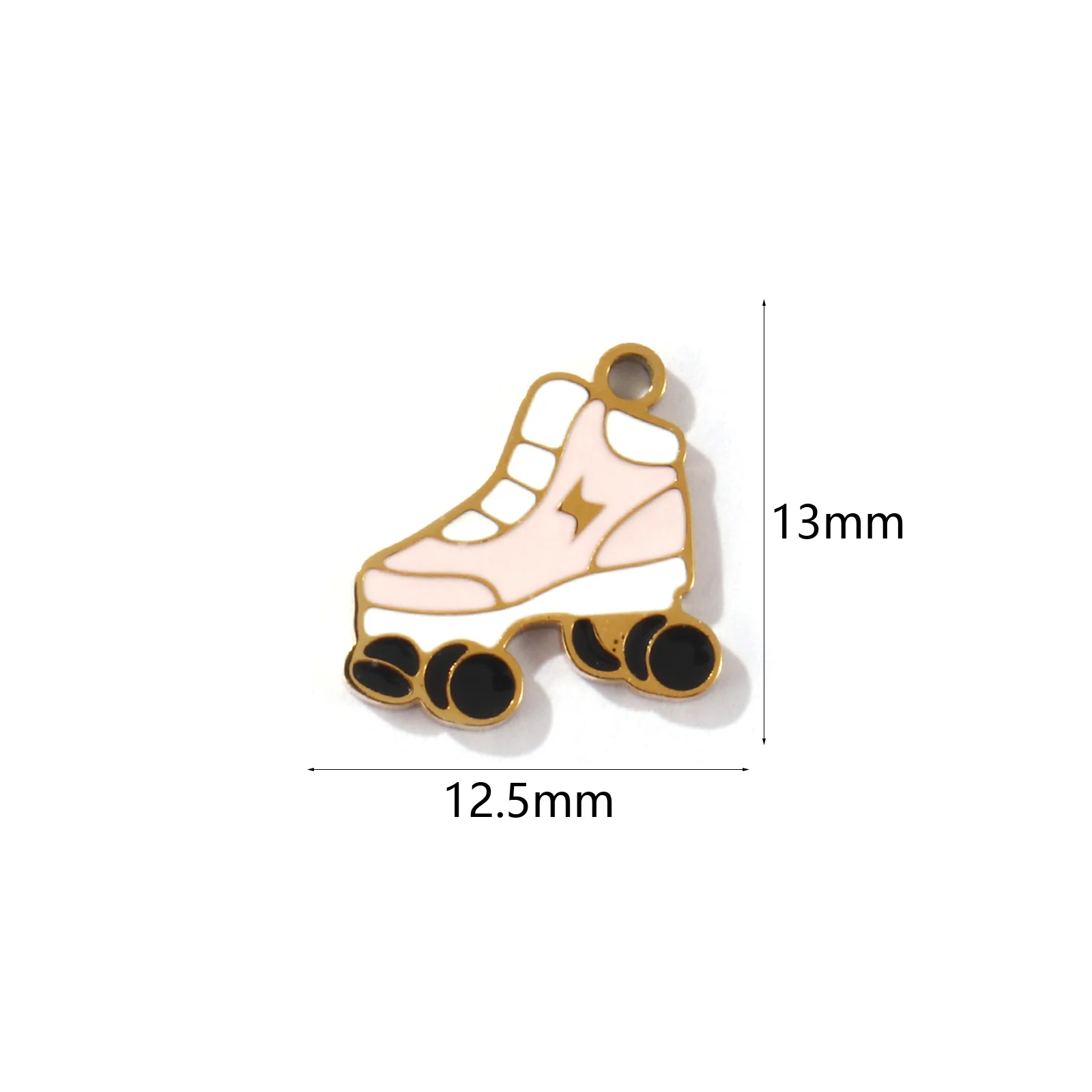 2pcs 304 Stainless Steel Roller Skates Charms Gold Color Enamel Pendants for Diy Necklace Earrings Women Jewelry  13mm x 12.5mm