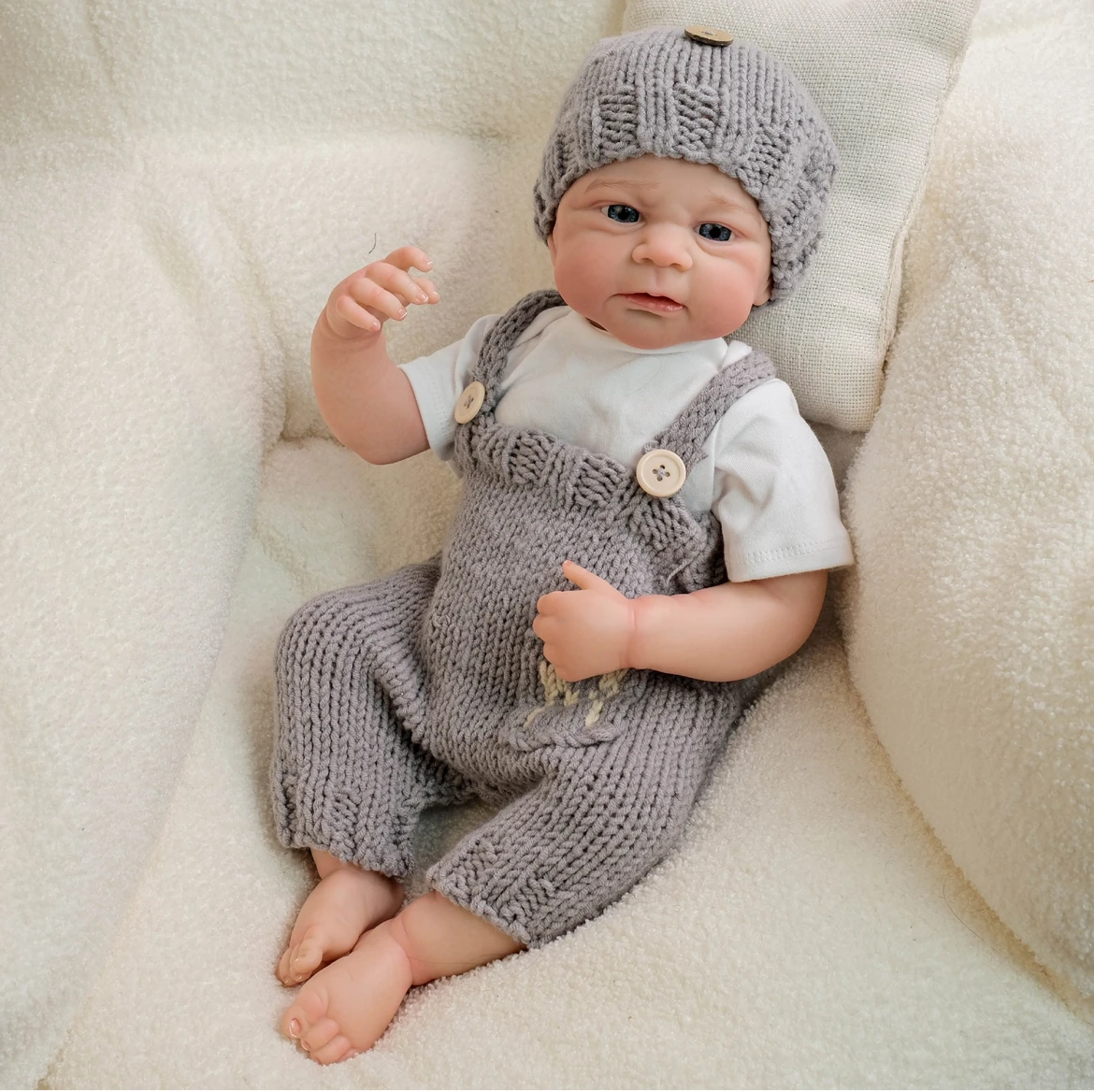 

19-дюймовая реалистичная кукла Elijah Reborn с подвижными руками и ручной росписью, реалистичная детская толстая складка, идеальный подарок для девочек
