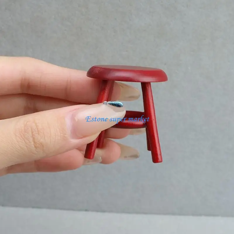 090B Delicate Tiny White Stool For Realistic Dollhouses Living Spaces
